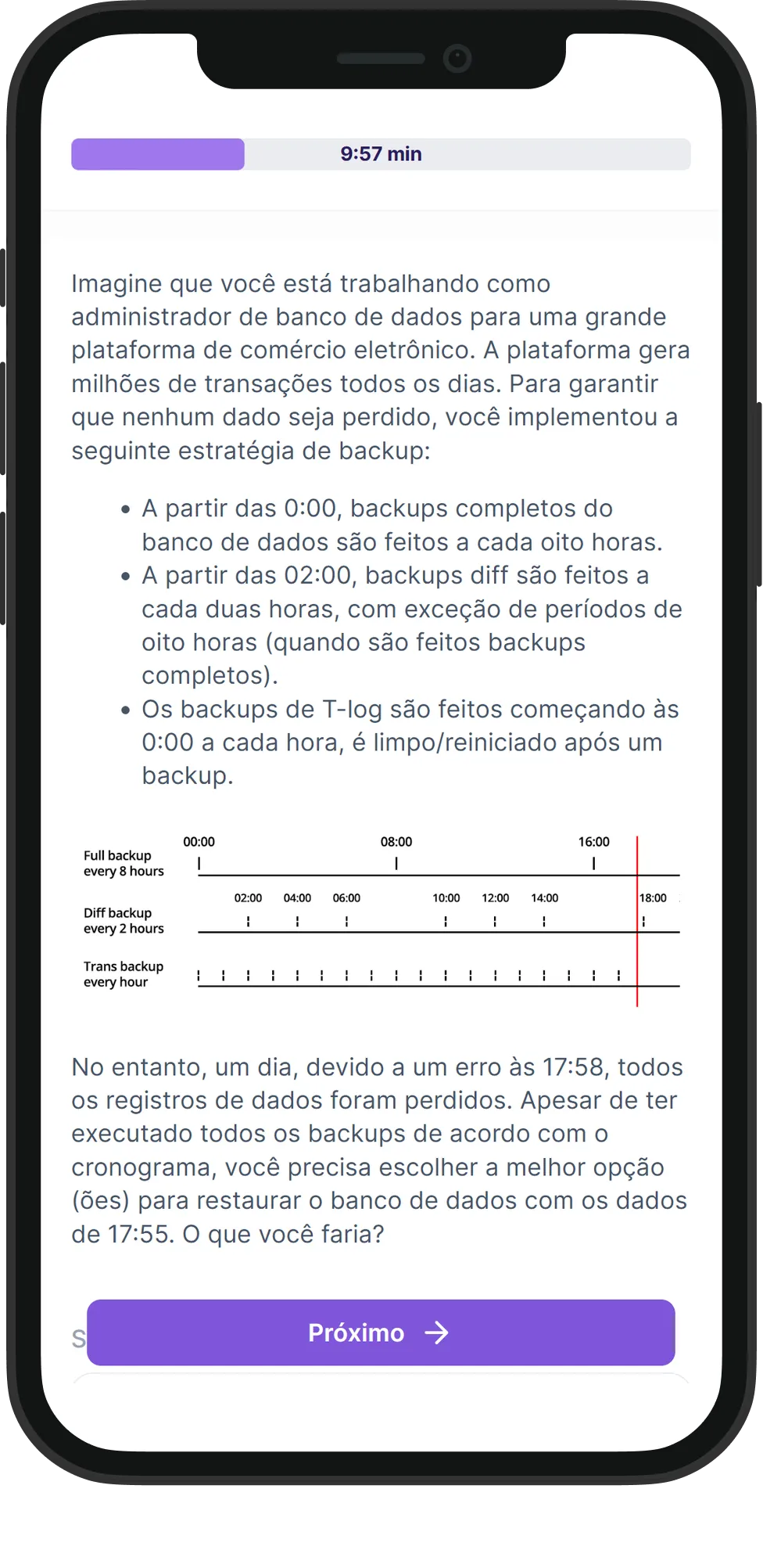 Mobile Administração de Banco de Dados skill assessment