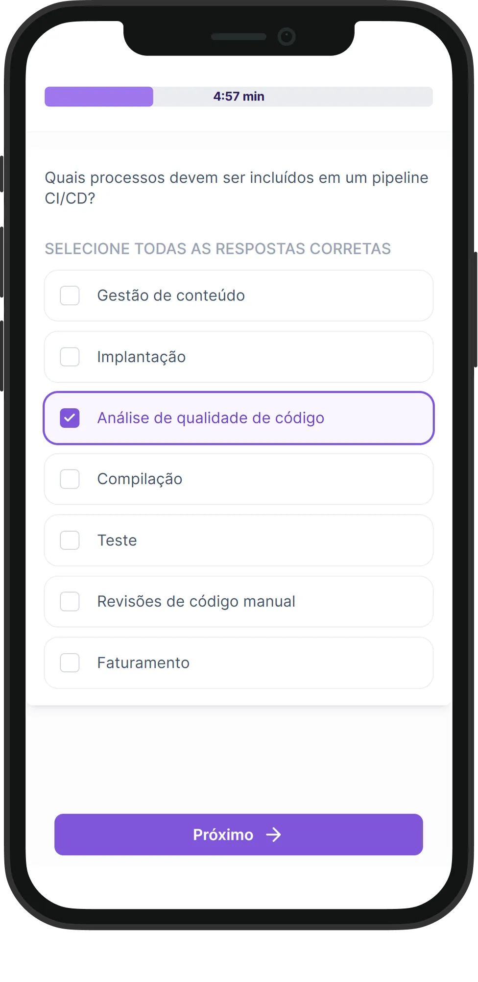 Mobile Práticas DevOps skill assessment