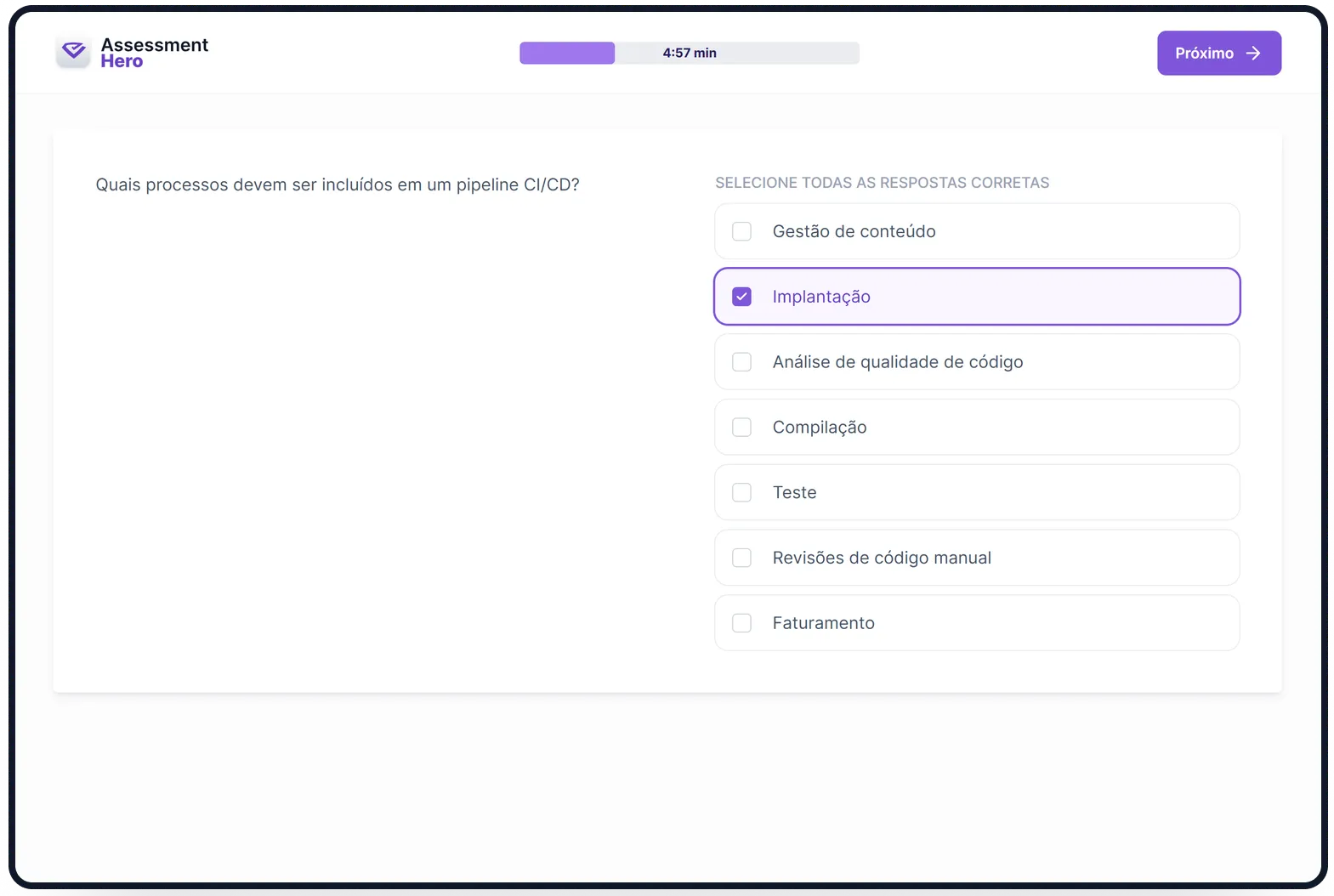 Práticas DevOps online test