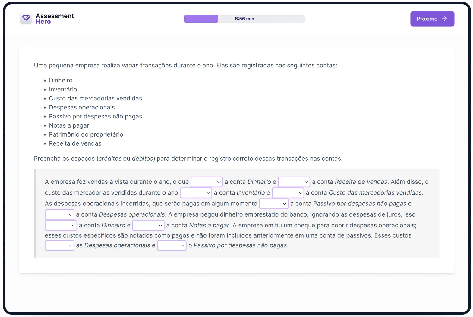 Contabilidade de Partida Dupla online test