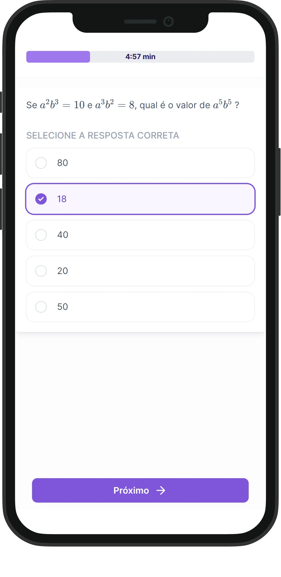 Mobile Matemática para Engenharia skill assessment