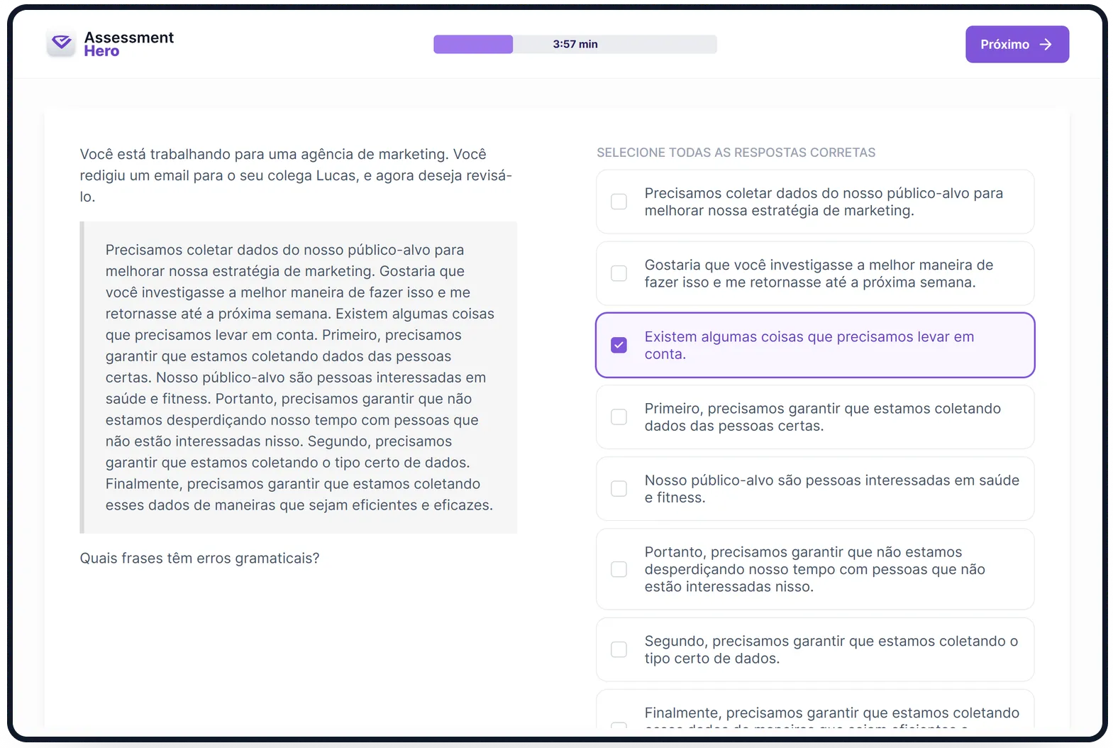 Compreensão de Inglês online test