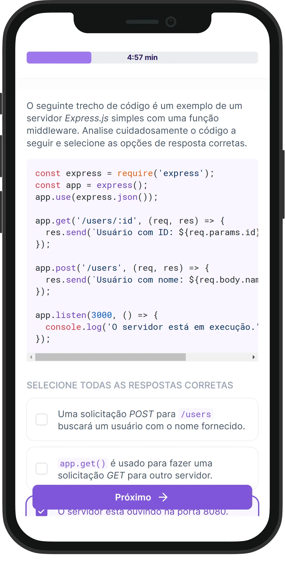 Mobile Express.js skill assessment