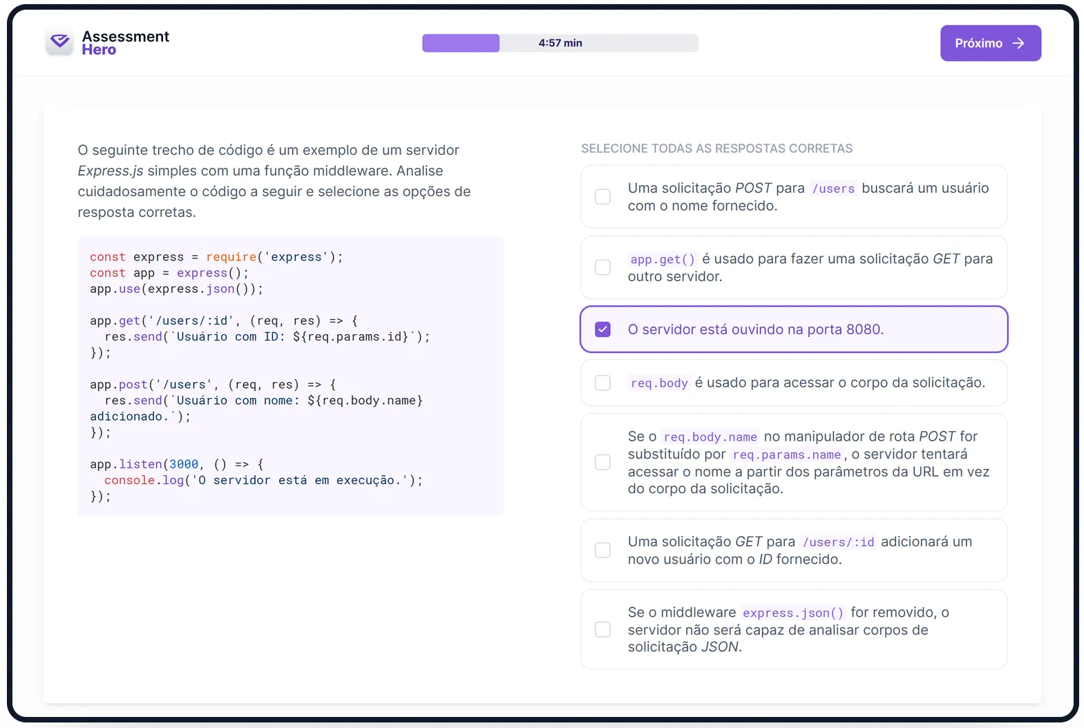 Express.js online test