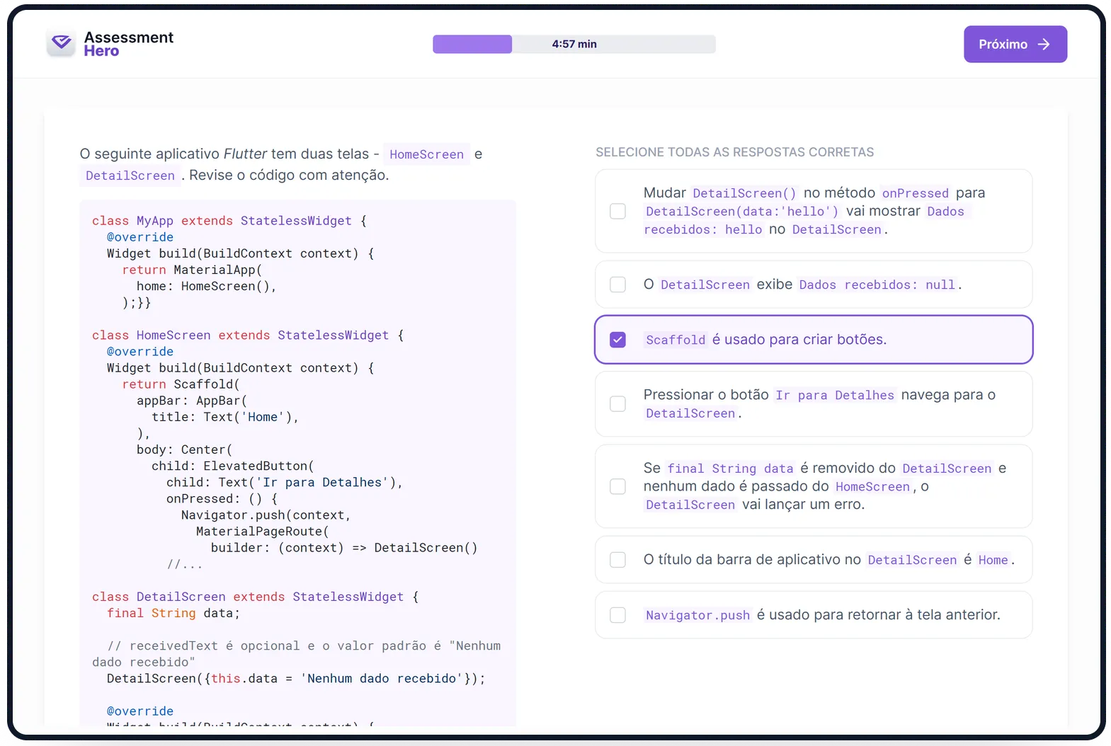 Flutter online test