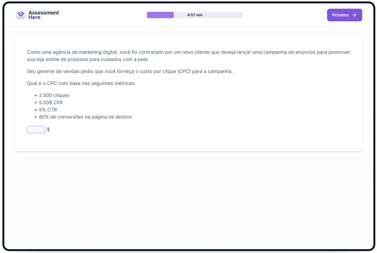 Marketing de Crescimento online test
