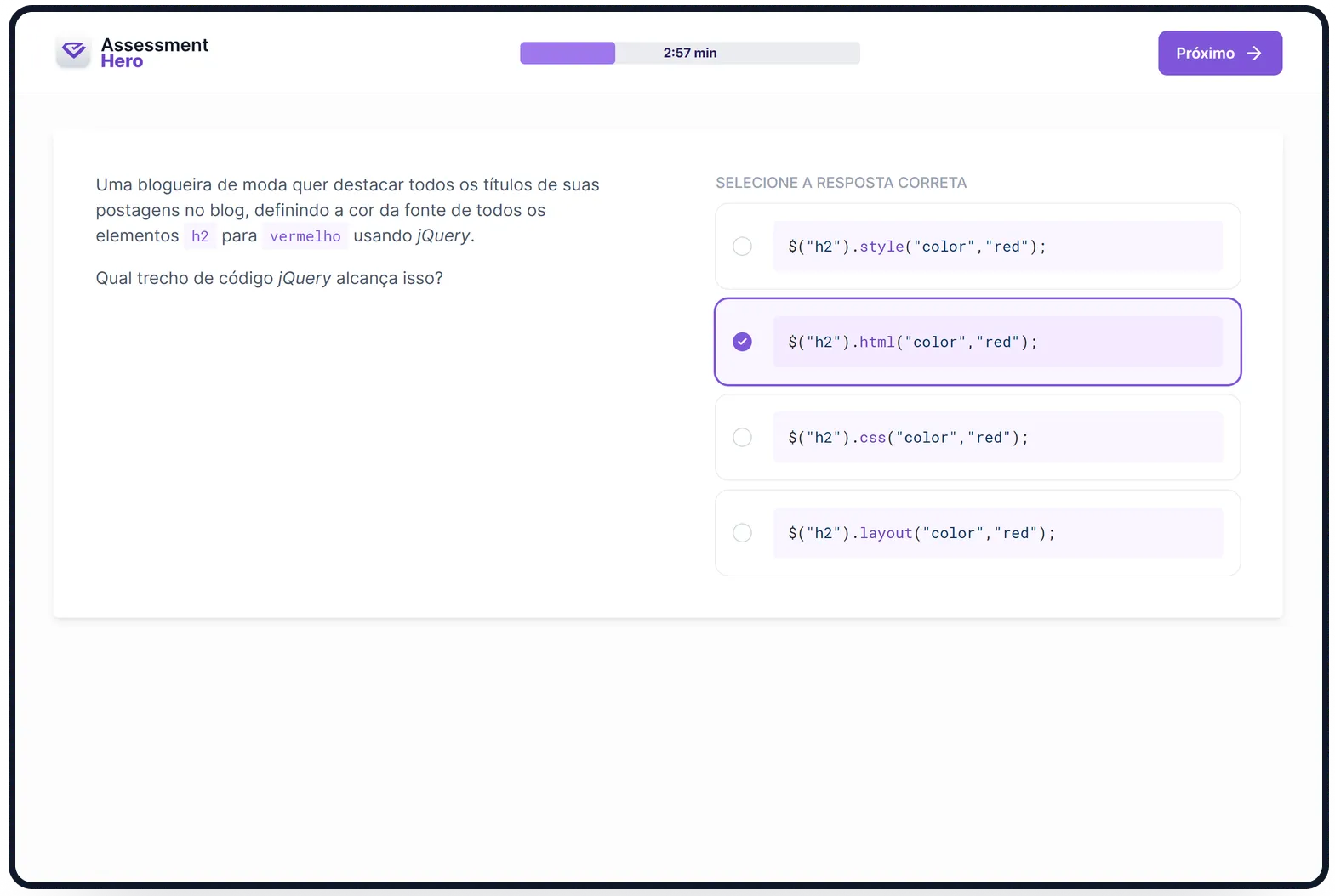jQuery online test