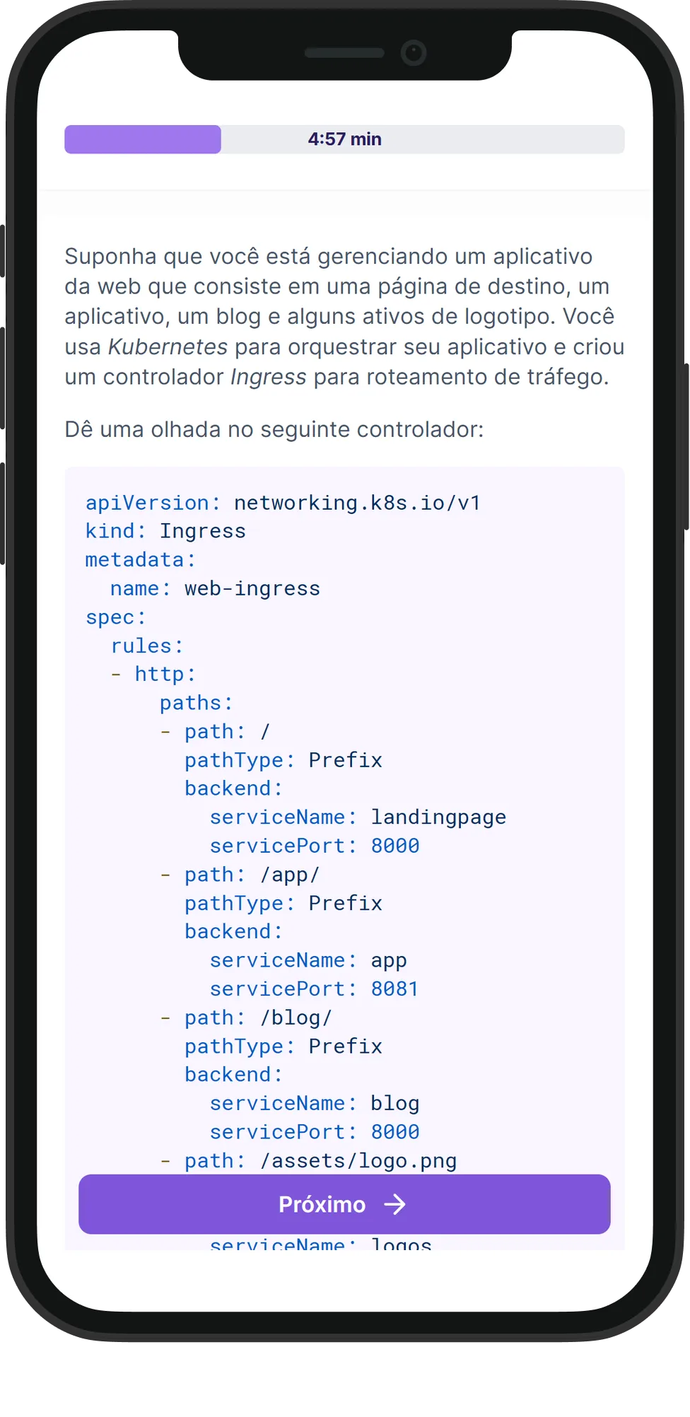 Mobile Kubernetes skill assessment