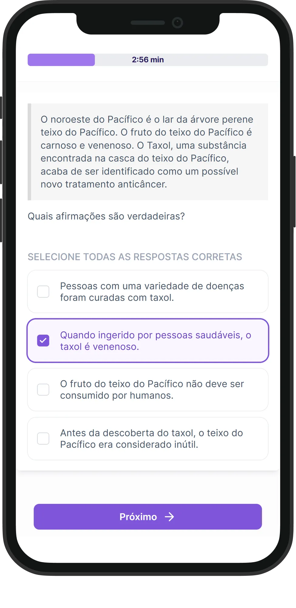 Mobile Raciocínio Lógico skill assessment