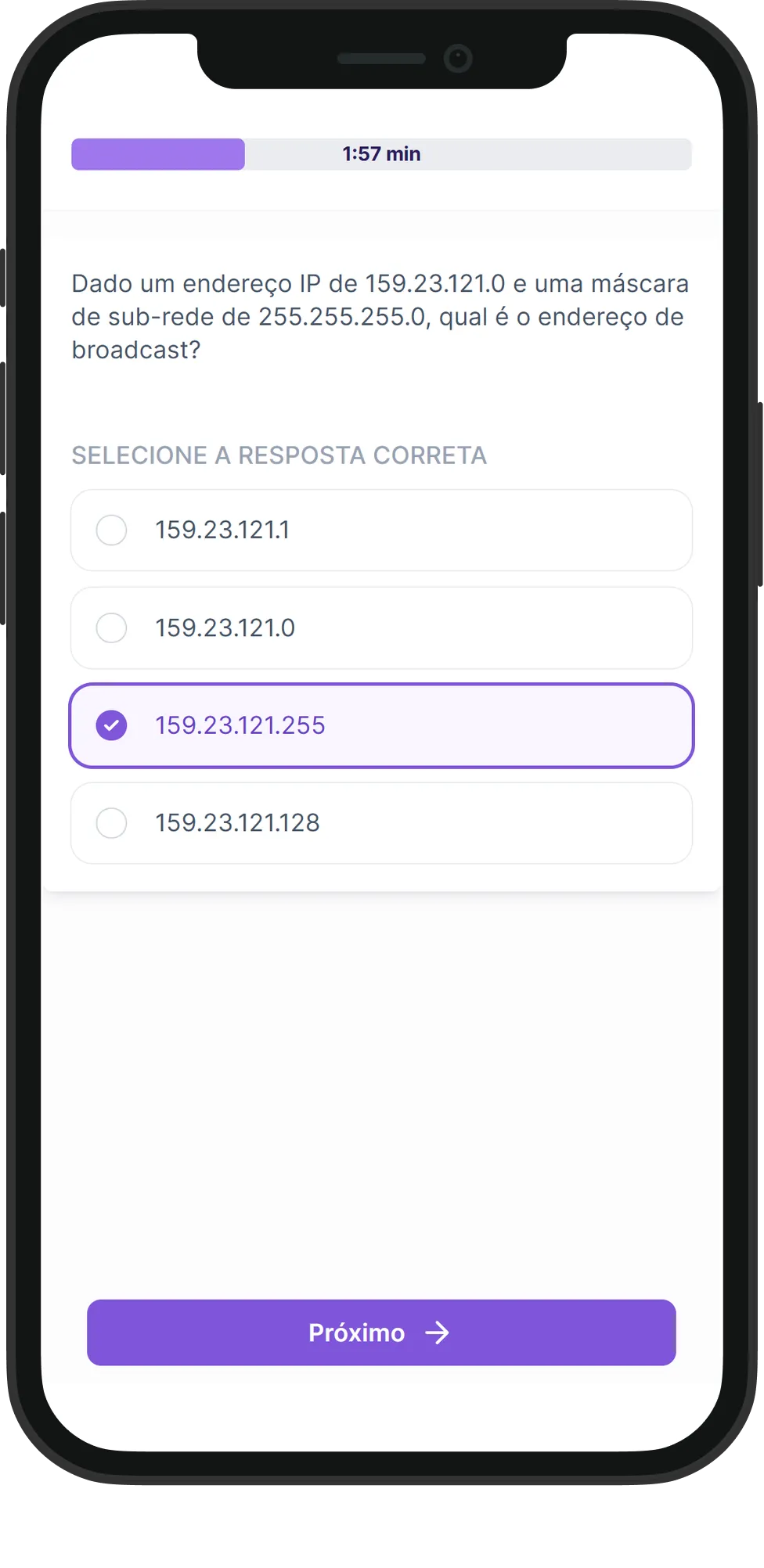 Mobile Administração de Redes skill assessment