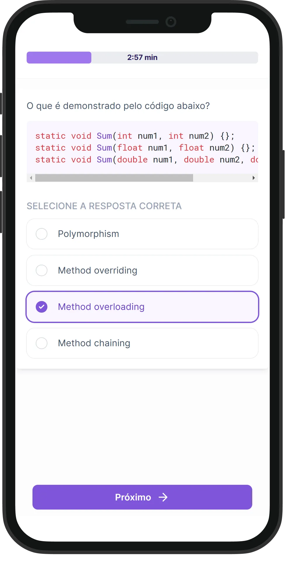 Mobile OOP & Padrões de Design skill assessment