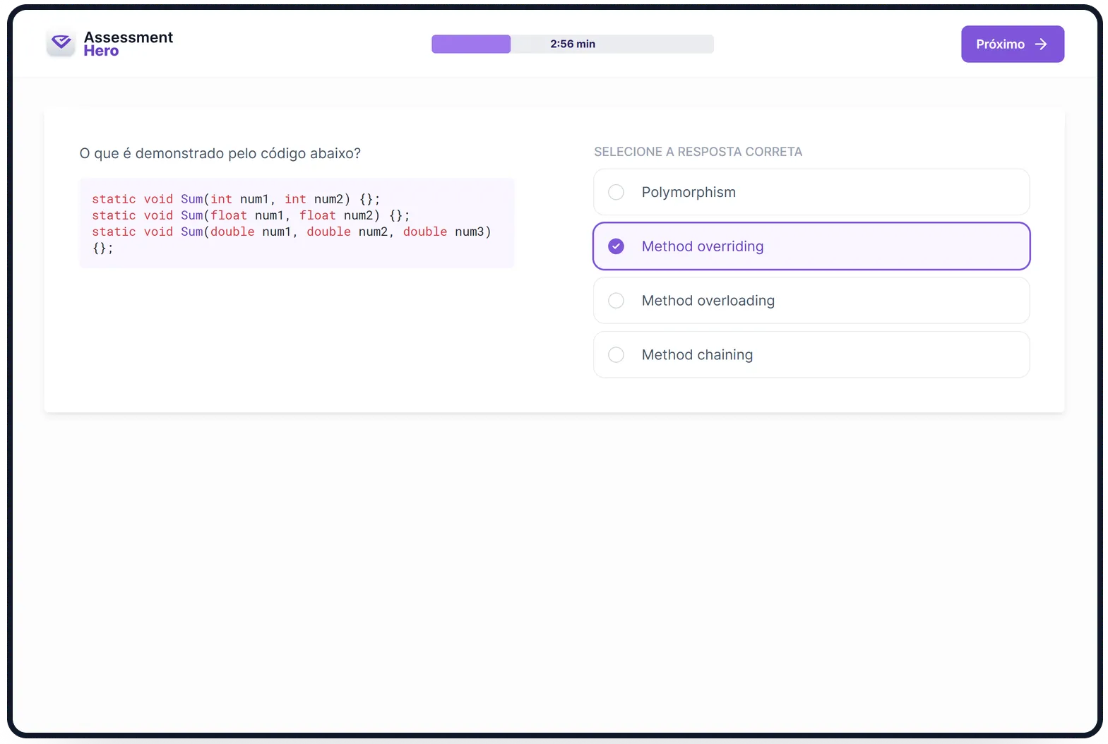 OOP & Padrões de Design online test