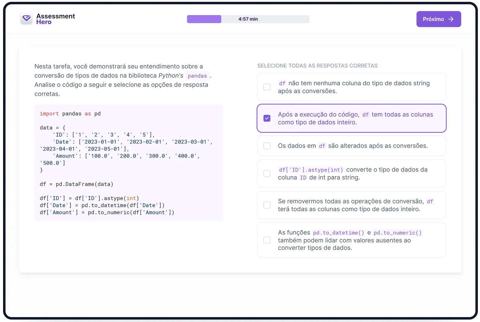 Pandas Python online test