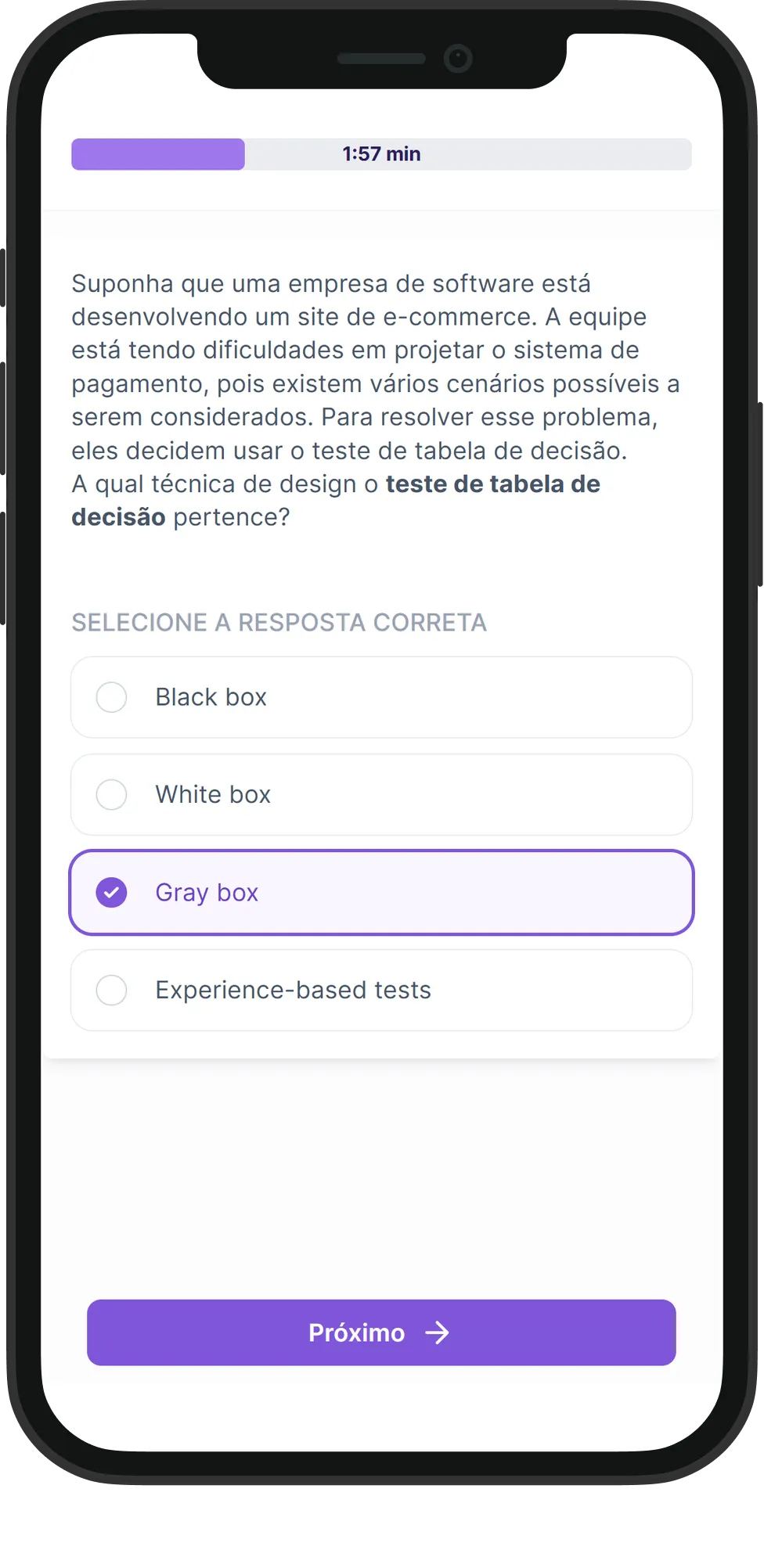 Mobile Garantia de Qualidade skill assessment