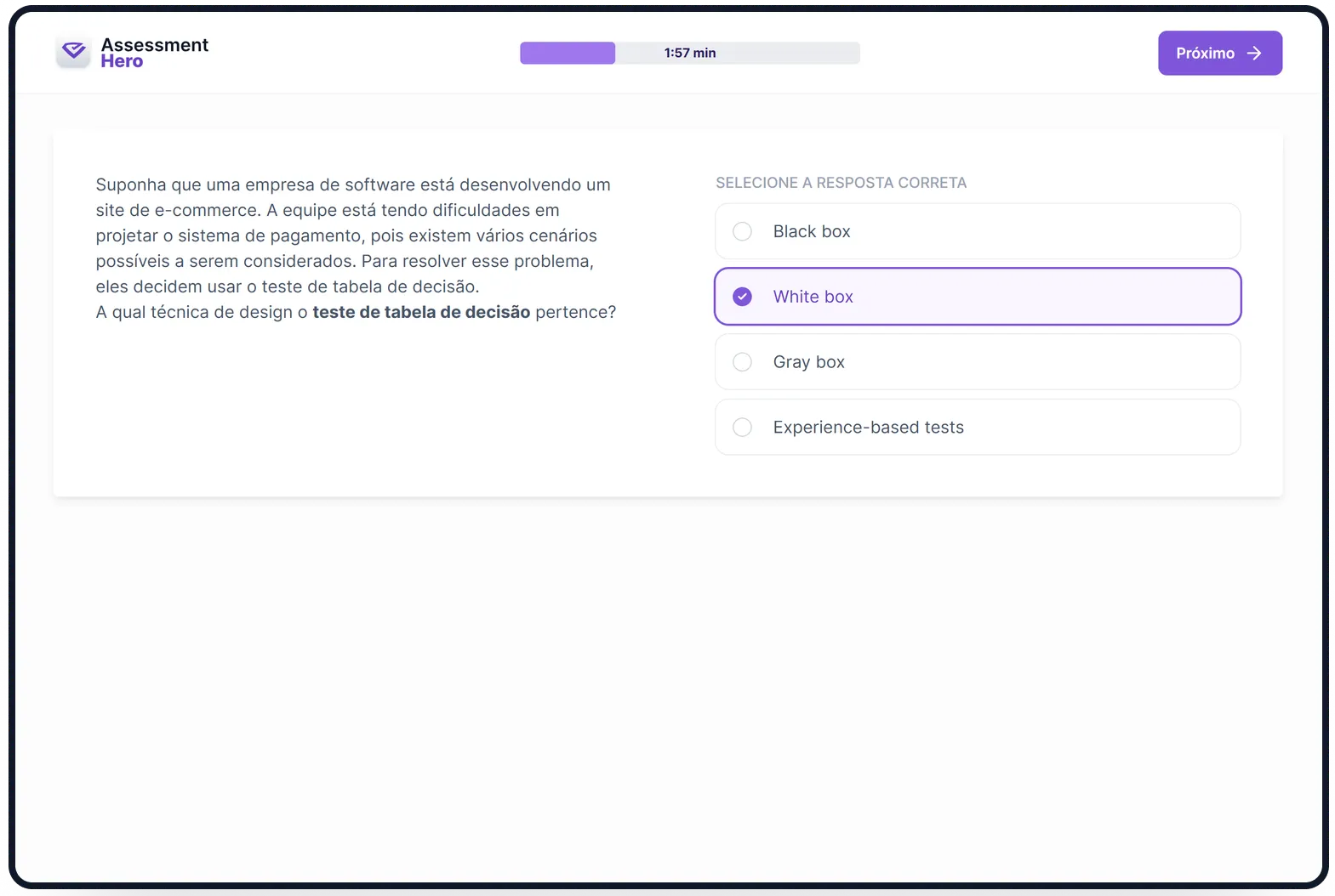 Garantia de Qualidade online test