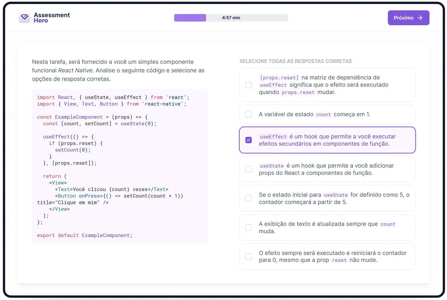 React Native online test