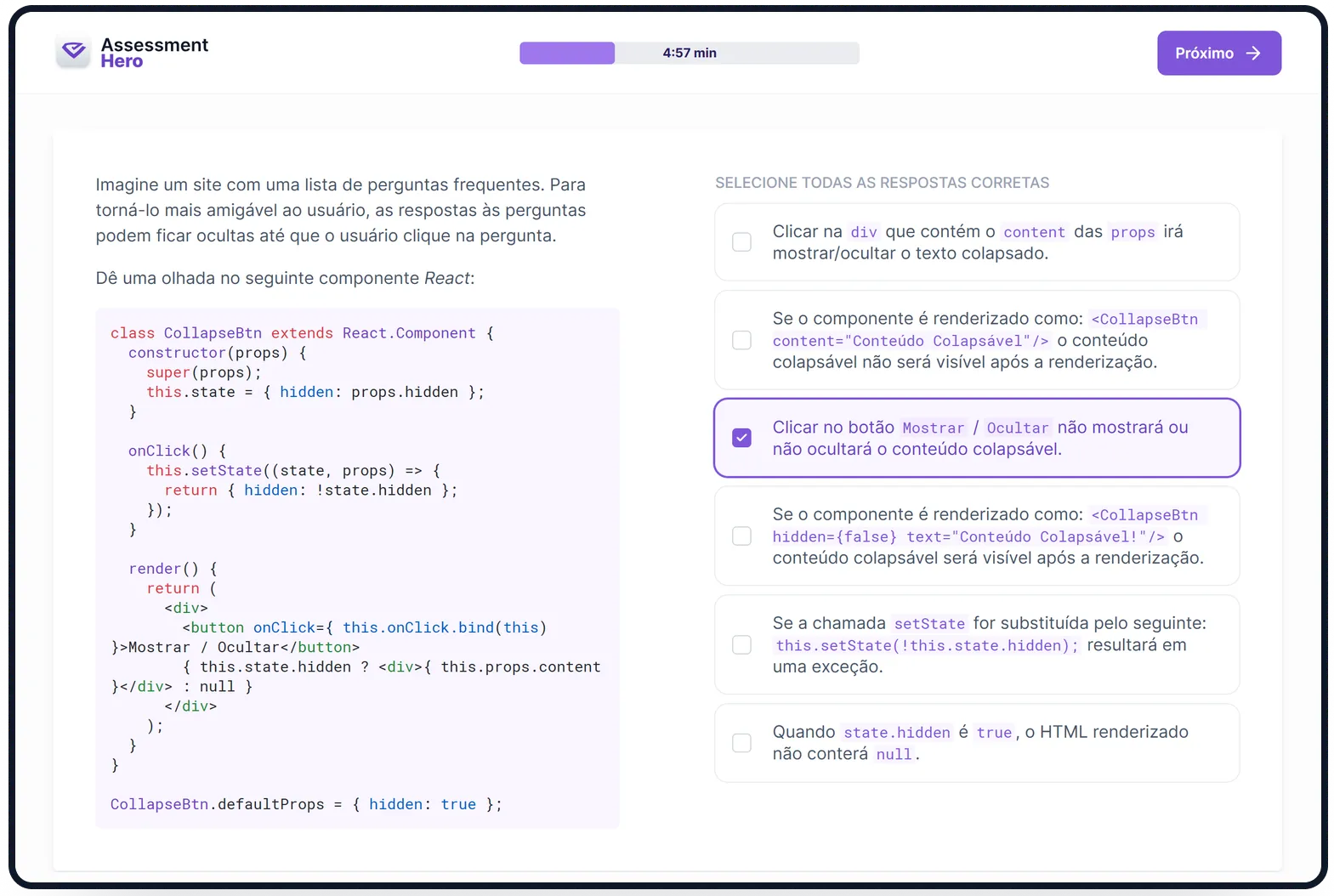 React online test