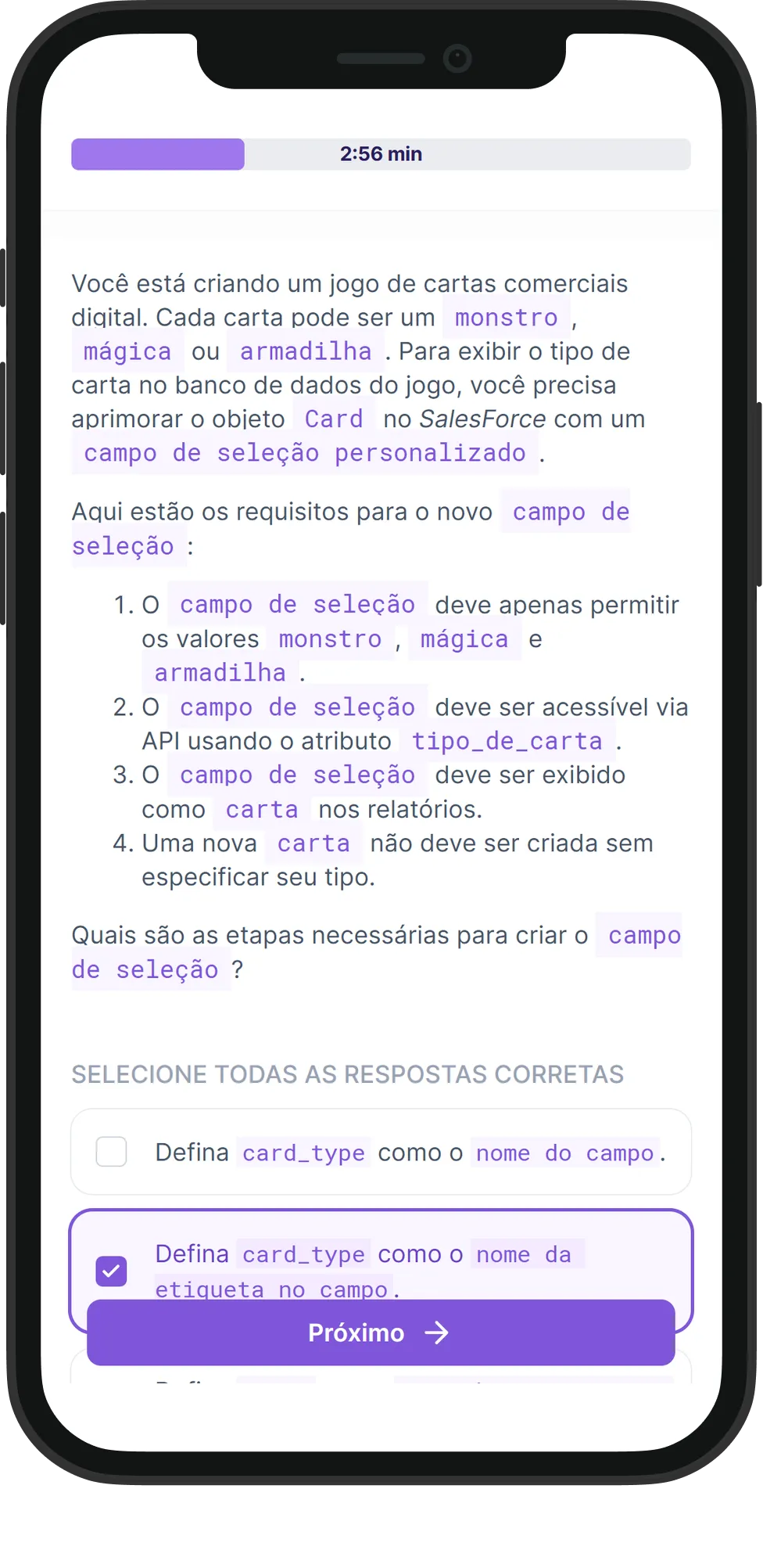 Mobile Salesforce skill assessment