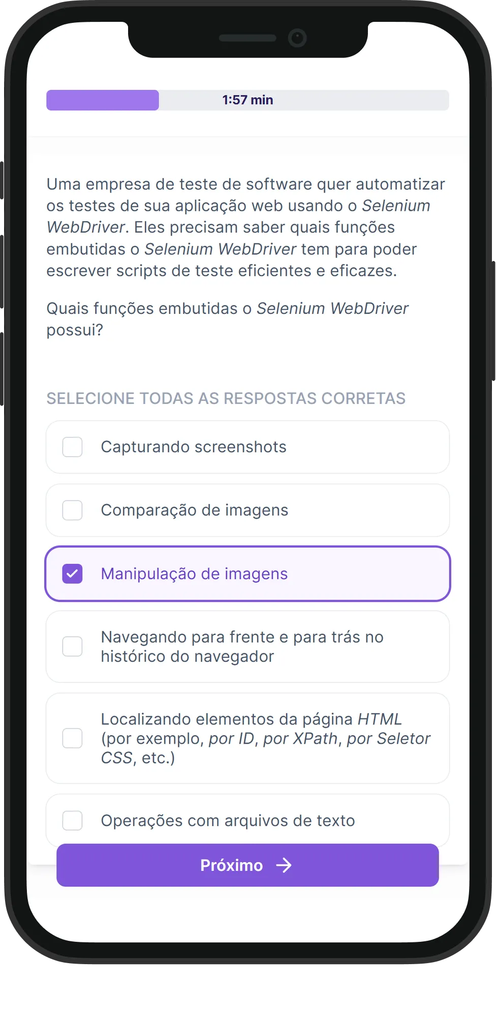 Mobile Selenium skill assessment