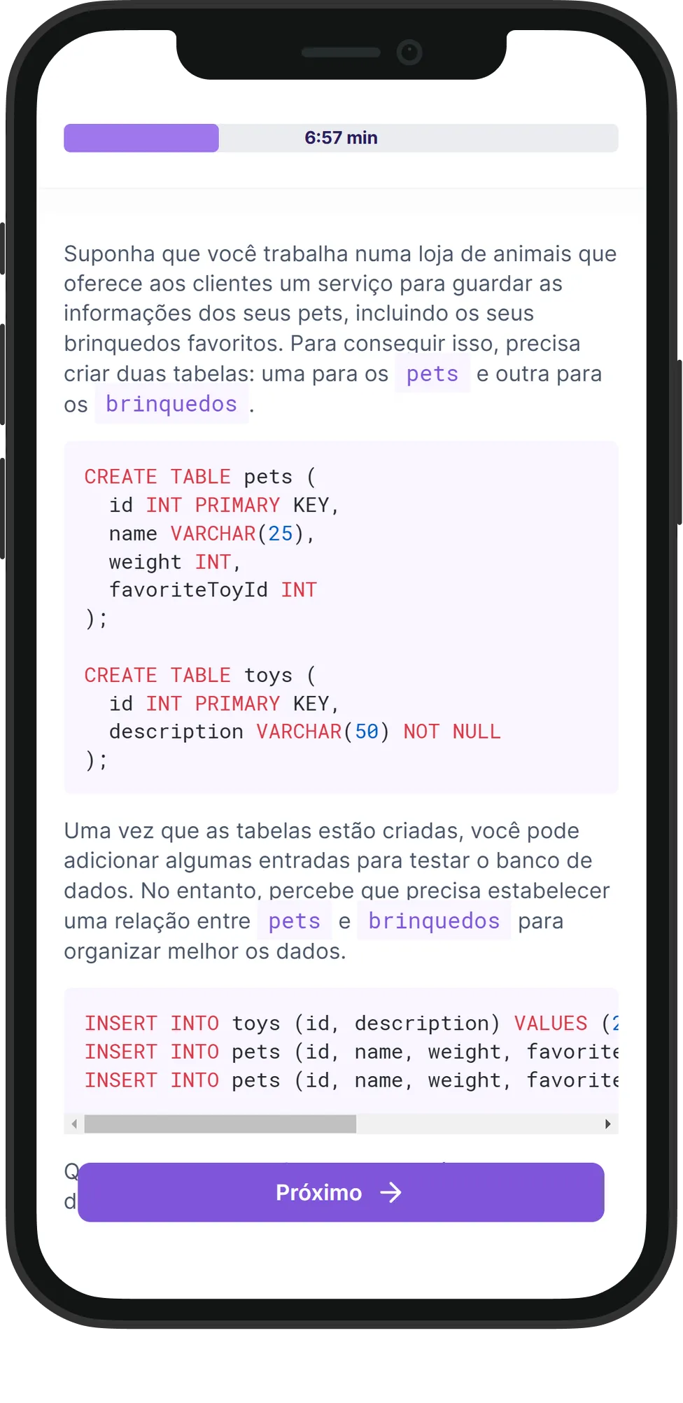 Mobile SQL skill assessment