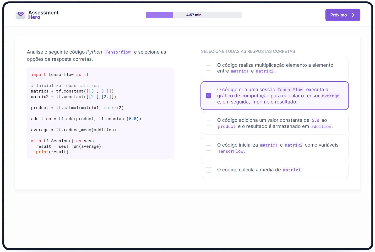 TensorFlow online test