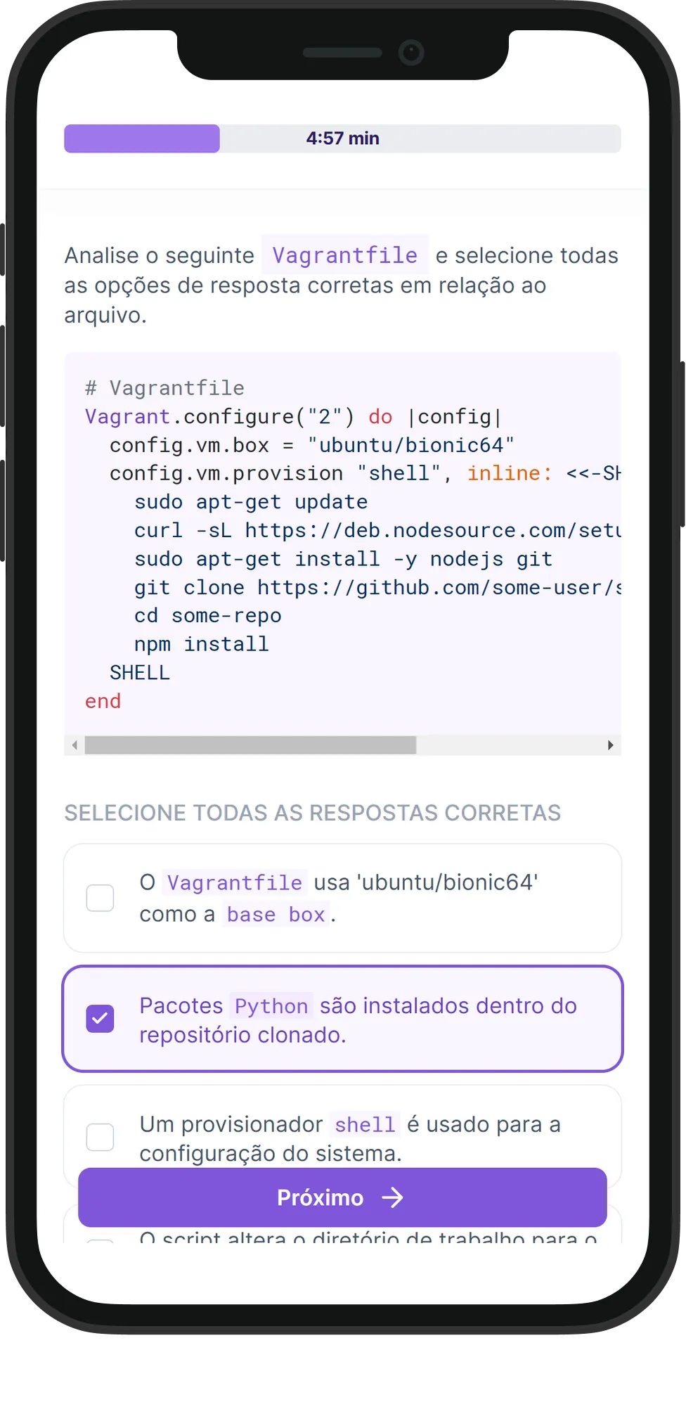 Mobile Vagrant skill assessment