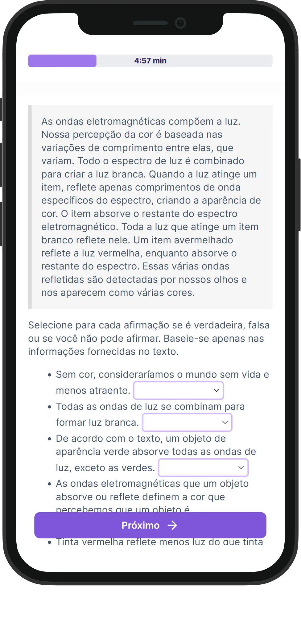 Mobile Raciocínio Verbal skill assessment