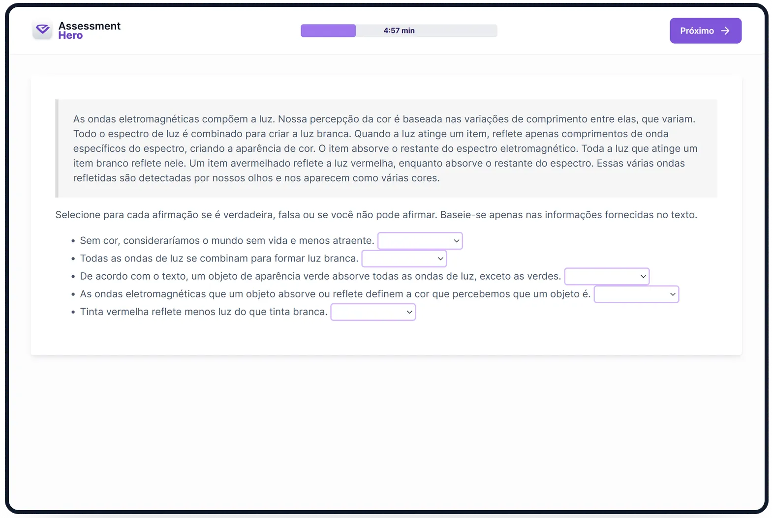 Raciocínio Verbal online test