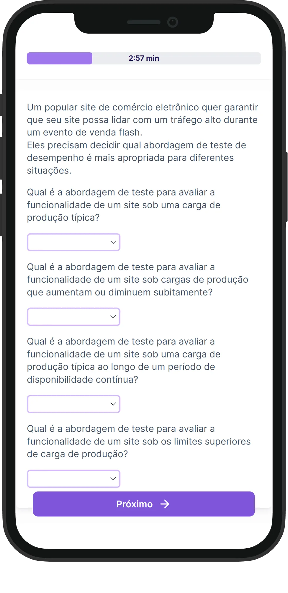 Mobile Teste da Web skill assessment